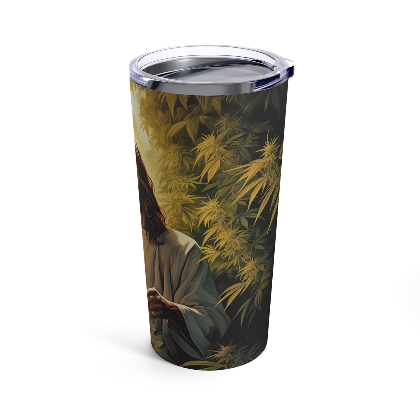 Perfect for laughs Jesus in a Marijuana Garden - Unique and Humorous Cannabis Enthusiast's Tumbler 20oz