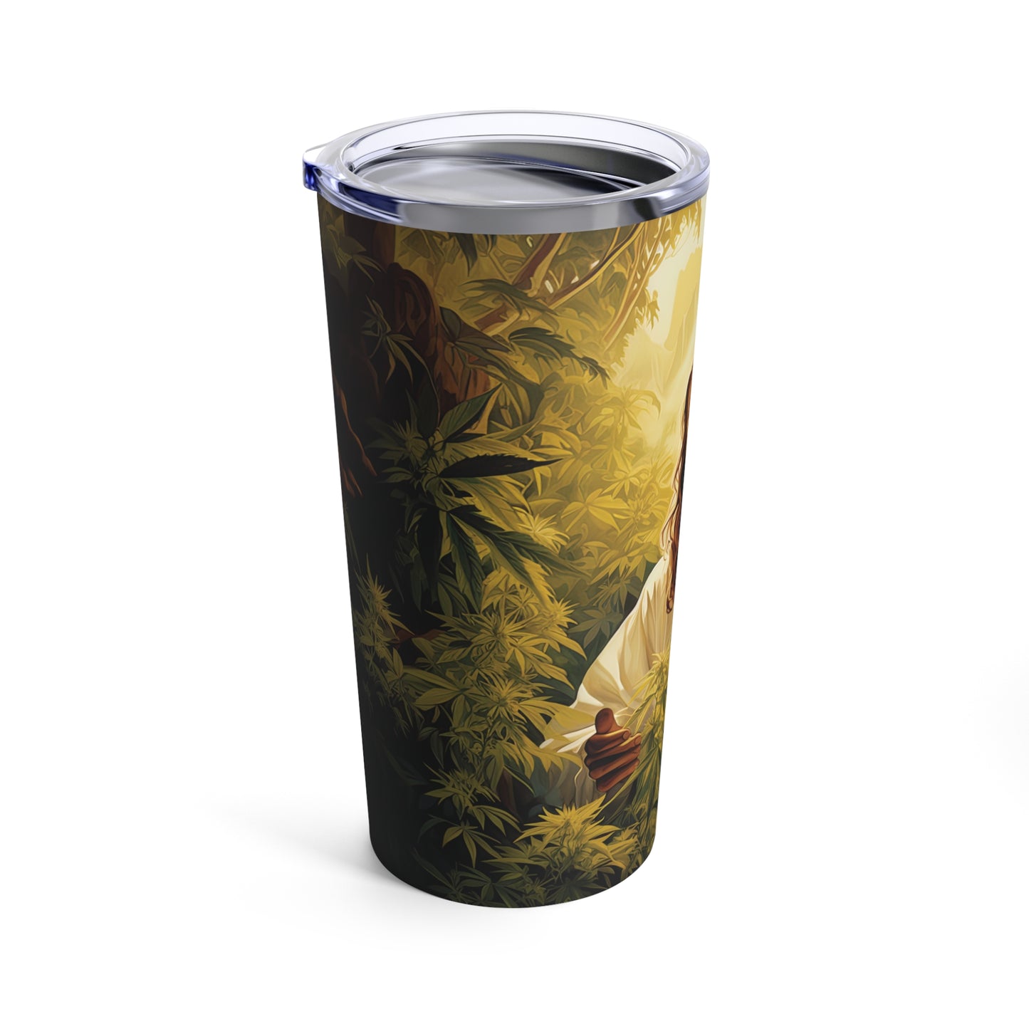 Perfect for laughs Jesus in a Marijuana Garden - Unique and Humorous Cannabis Enthusiast's Tumbler 20oz