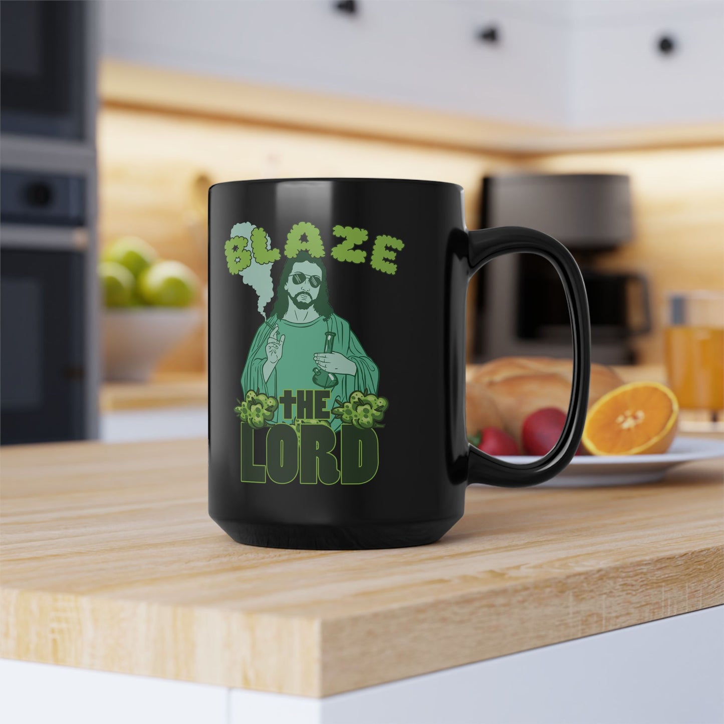 Blaze the Lord Funny Jesus Smoking Weed Mug (15oz)