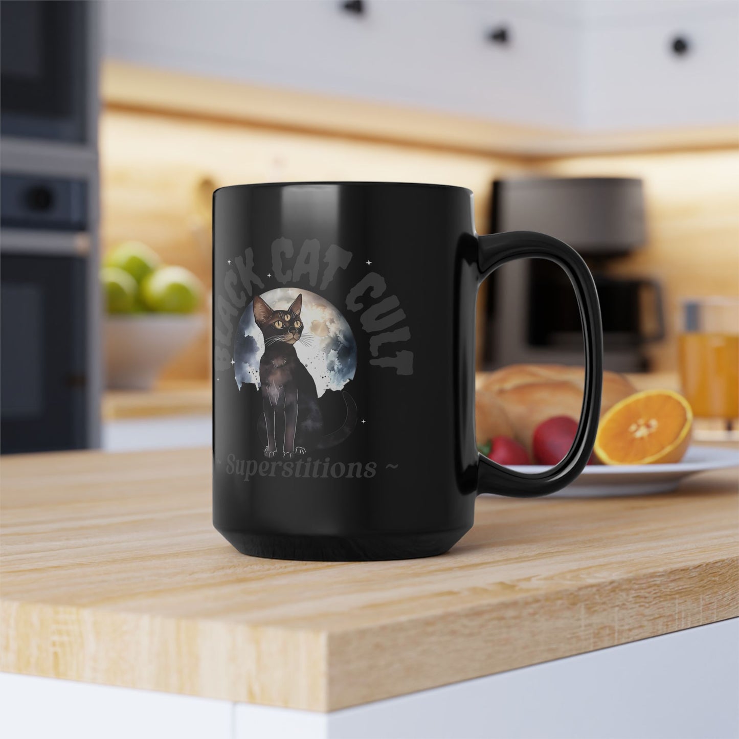 Black Cat Cult Superstitions and Mysticism Mug (15oz)