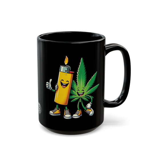 Best Buds Cartoon Lighter & Marijuana Leaf Mug (15oz)