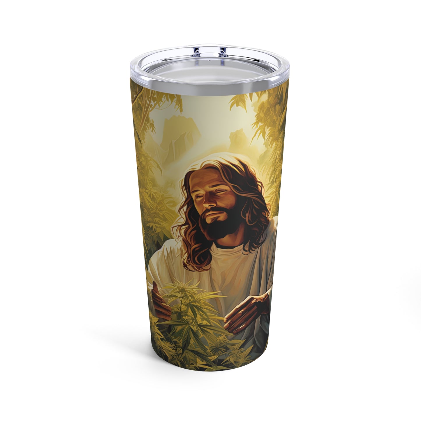 Perfect for laughs Jesus in a Marijuana Garden - Unique and Humorous Cannabis Enthusiast's Tumbler 20oz