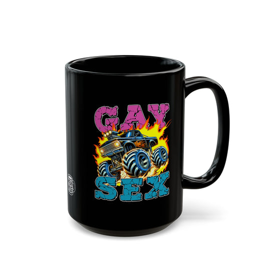 Fun Gift for LGBTQ+ Pride Celebrations Gay Sex Monster Truck Mug (15oz)