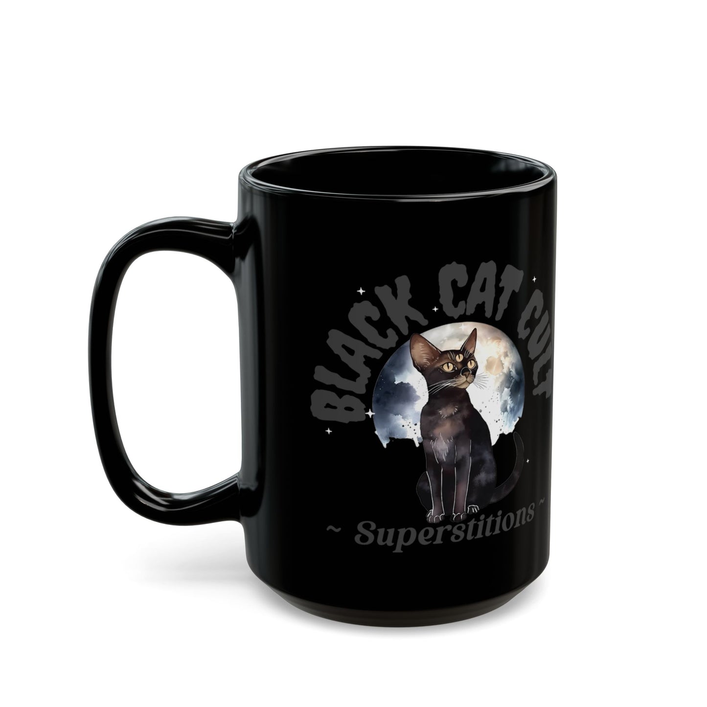 Black Cat Cult Superstitions and Mysticism Mug (15oz)