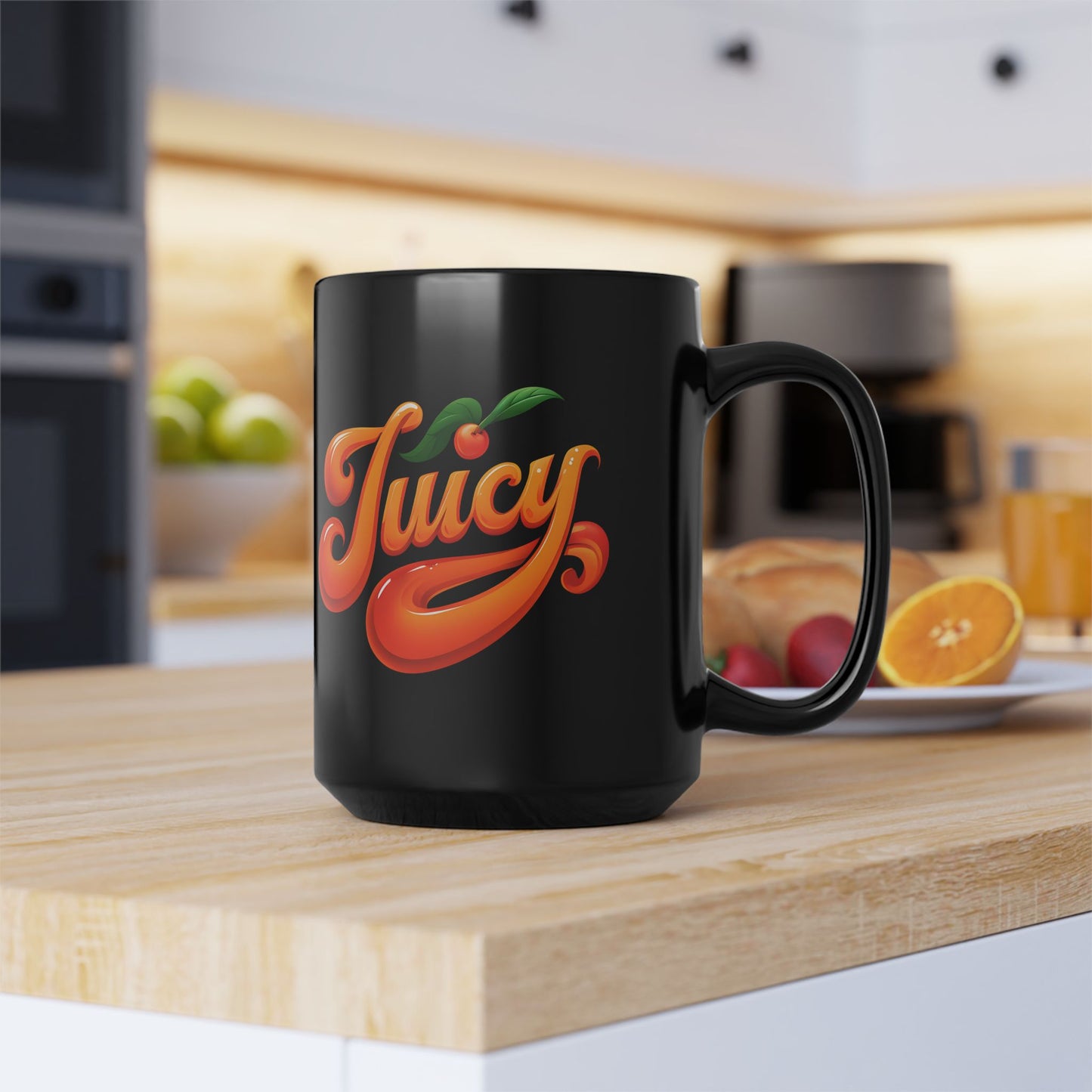 Juicy Vibrant Orange Bubble Letter Coffee Mug (15oz)