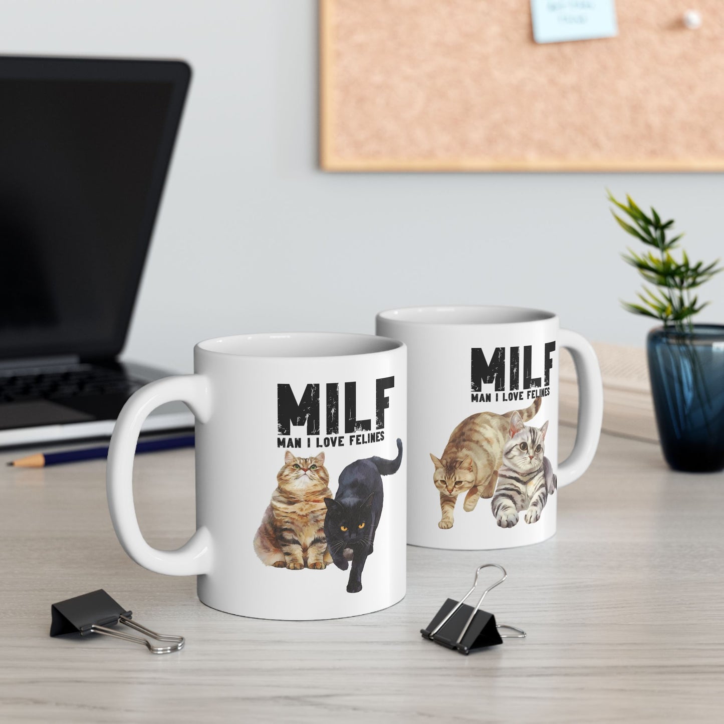 Funny Gift for Pet Owners MILF: Man I Love Felines Cat Lover Coffee Mug (11oz)