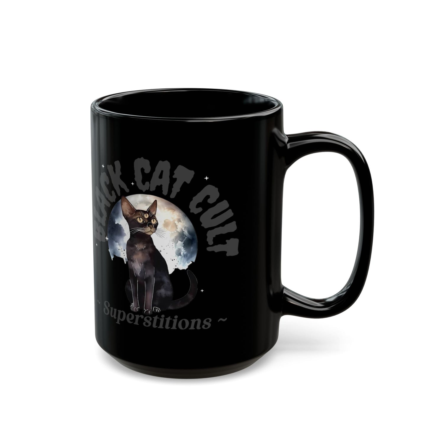 Black Cat Cult Superstitions and Mysticism Mug (15oz)